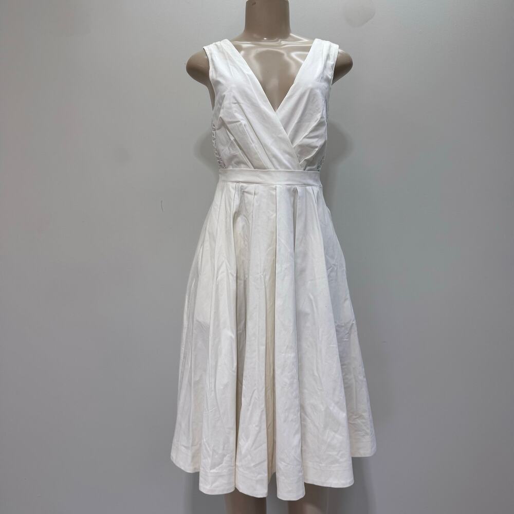 NWT Anthropologie Collette Dinnigan Sz 0 Pleated Lace Trellis Dress white Preppy